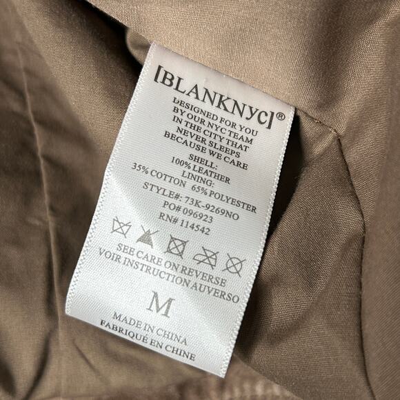 Blank NYC French Taupe Cropped Suede Moto Jacket Size M Belted Leather - Picture 7 of 10